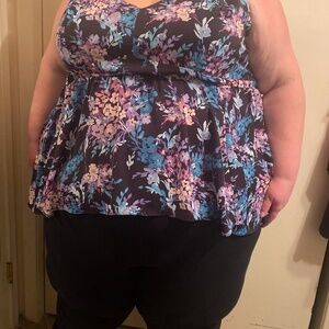 torrid Plus-Size Peplum V Neck Camisole, Floral, Size 6X